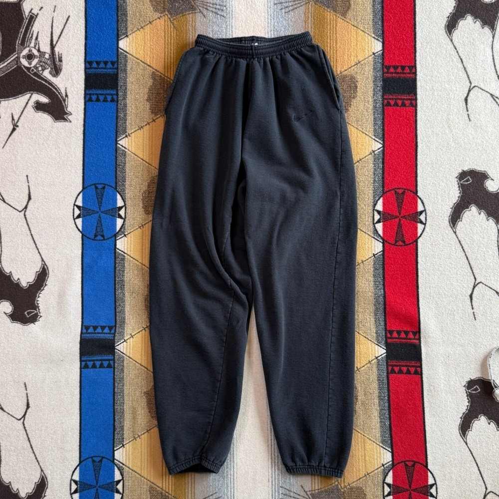 Vintage Nike Sweatpants Mens Medium Black Made in USA Embroidered Swoosh Joggers
